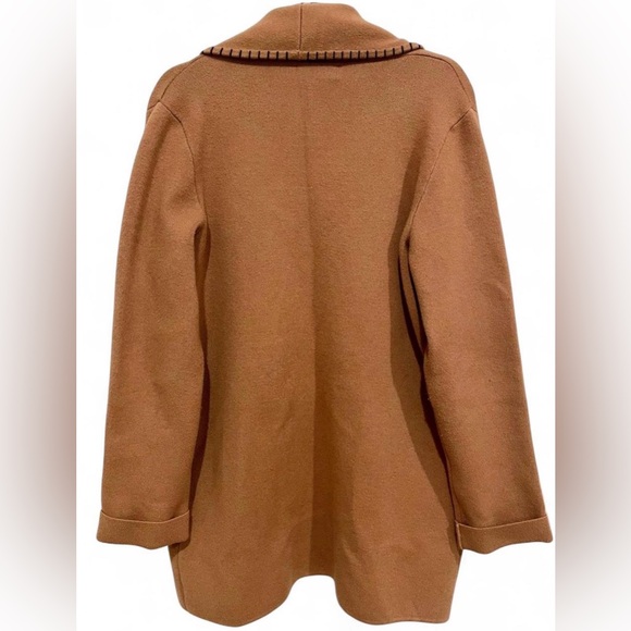 Women's Magaschoni Heavy-Weight Cardigan/Coat Size Large Brown Stitching - Picture 3 of 4
